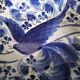 Hubert Bequet Belgique plateau en céramique avec oiseau et fleurs