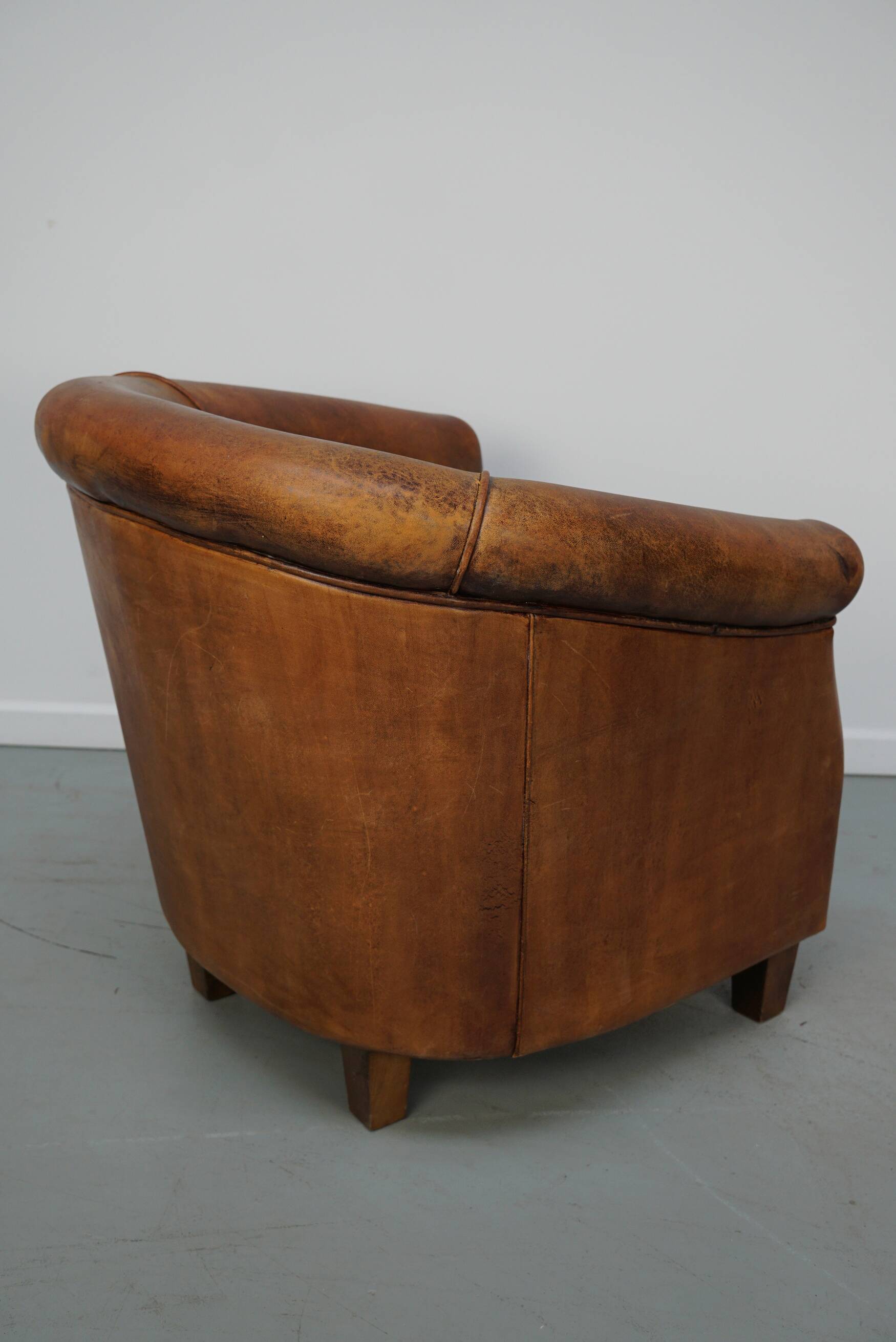 Vintage Dutch Club Chair in Cognac Leather
