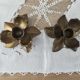 Set of 2 vintage brass flower candle holders NIJHOF Holland