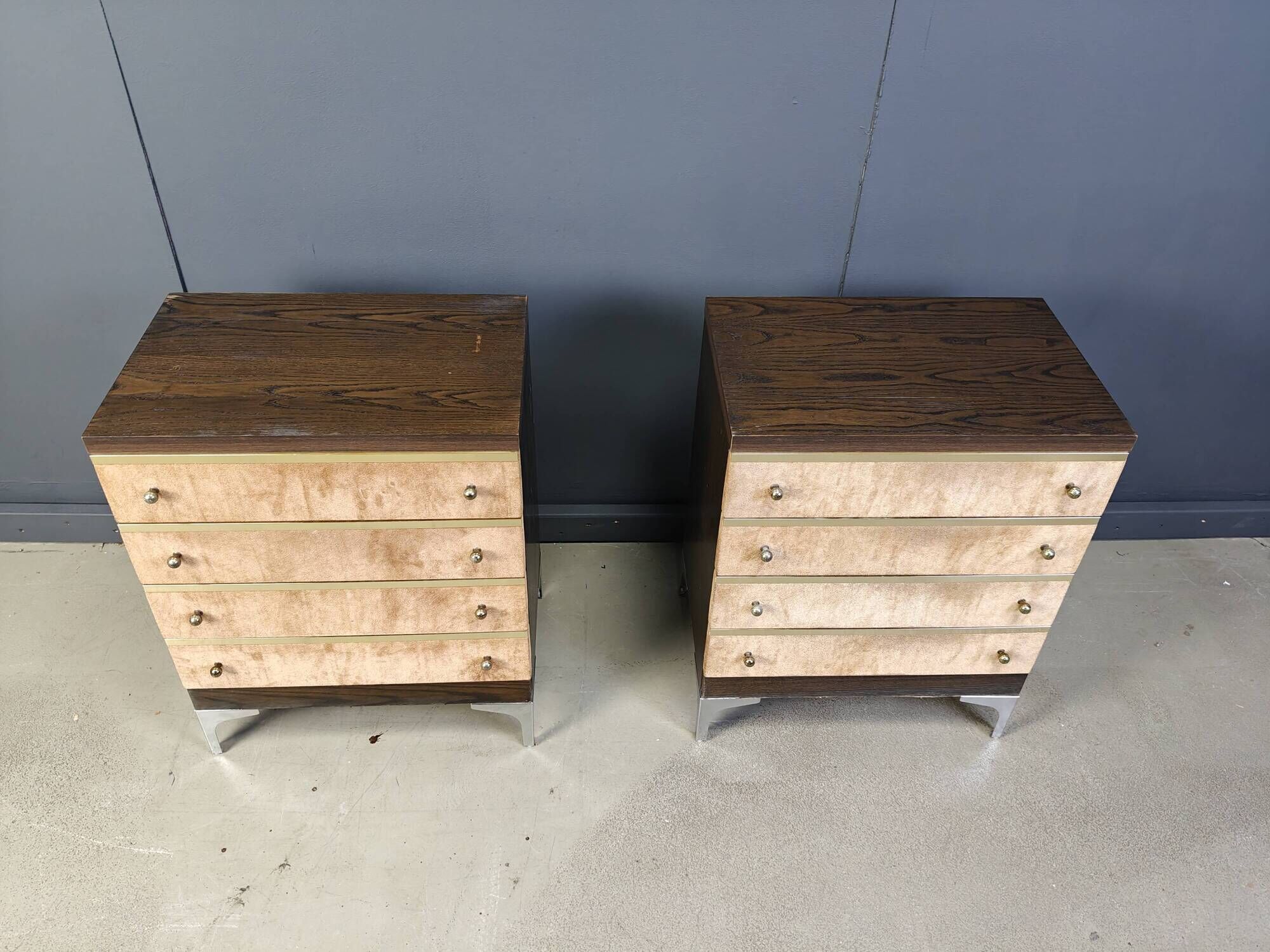 Pair of vintage italian chest of drawers, 1970s