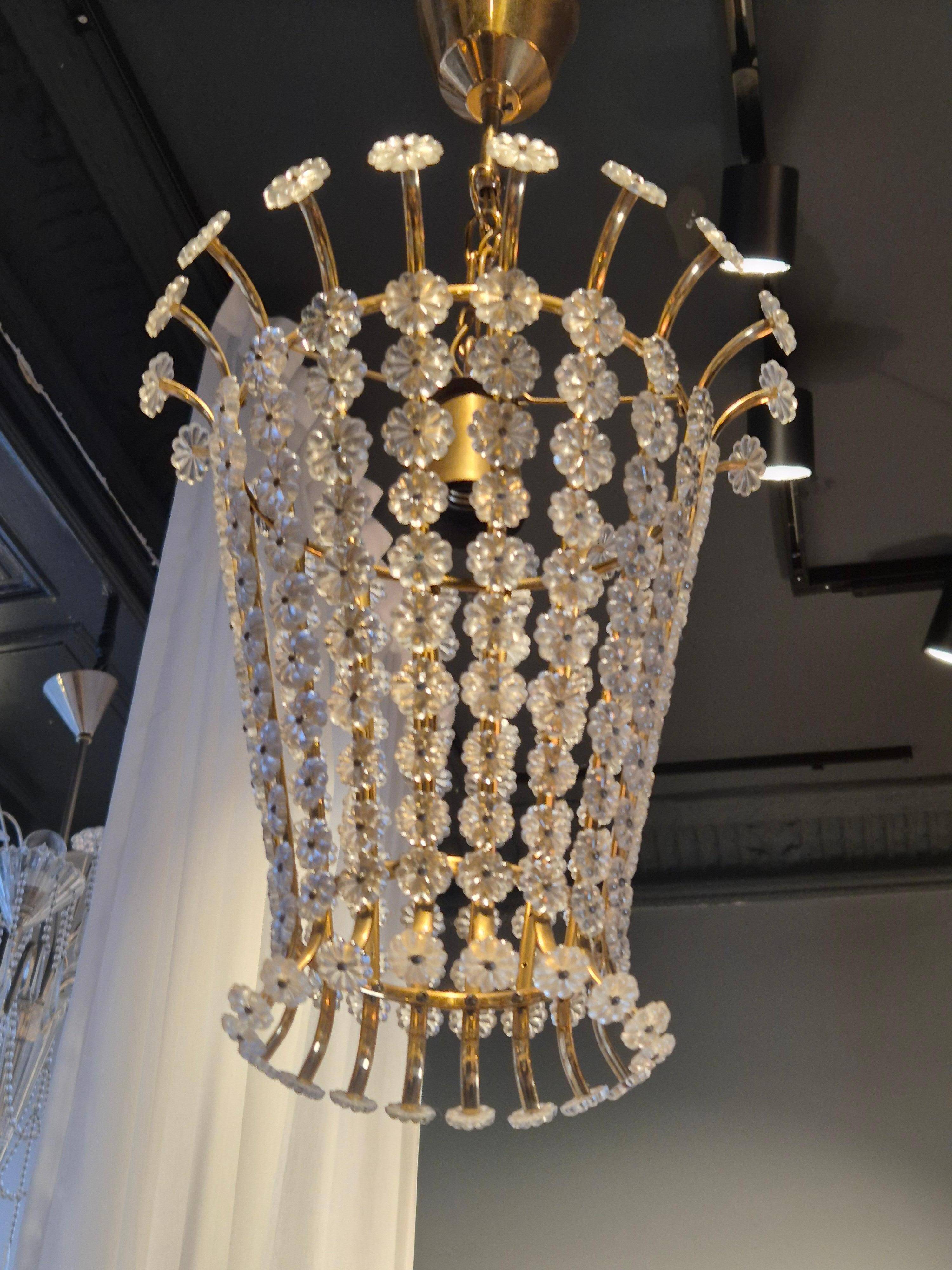 Magnificent brass pendant with floral decoration, Swedish Modern-Decor from the 1950s.