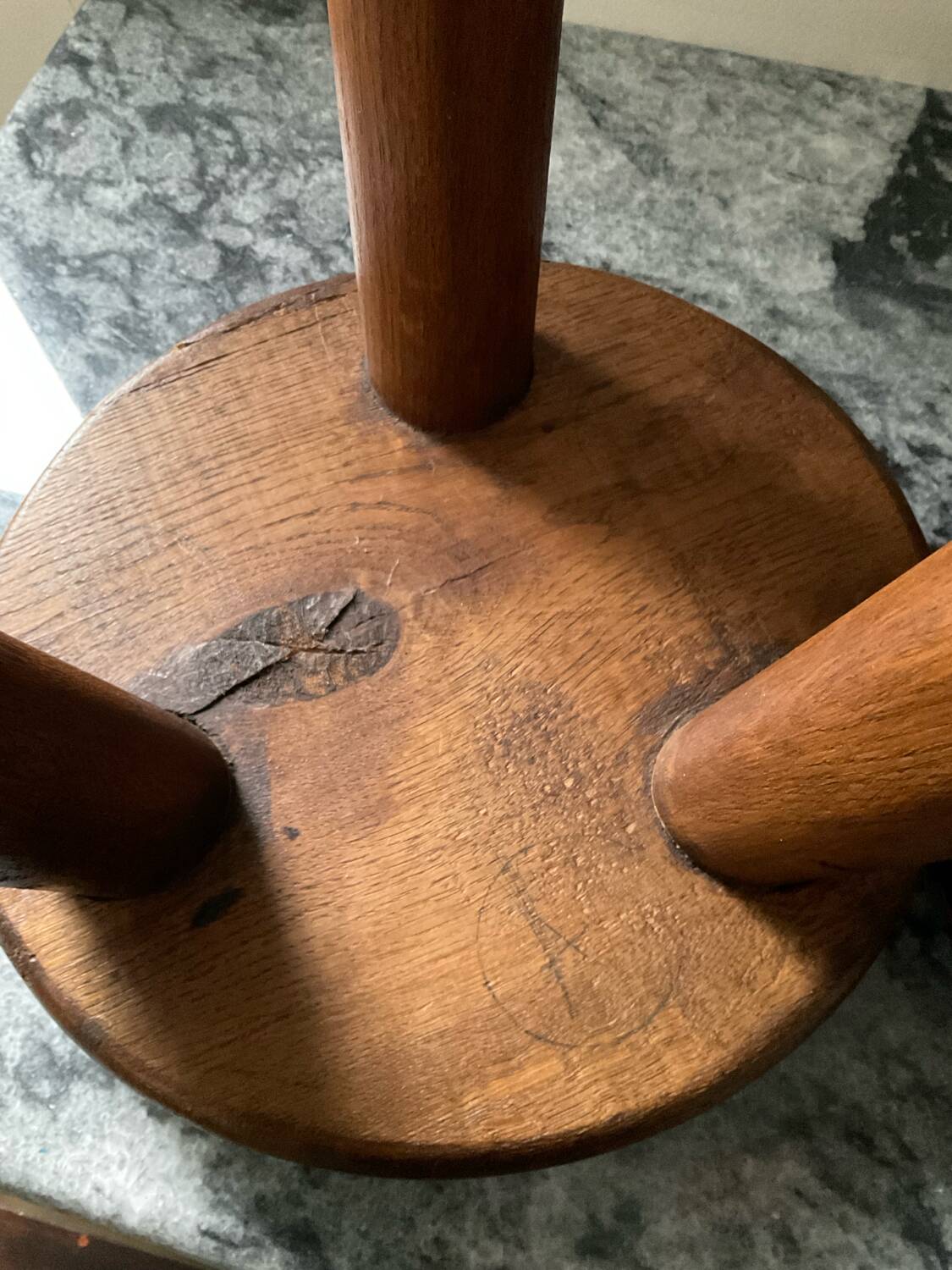 Pair of farmhouse stools in solid oak