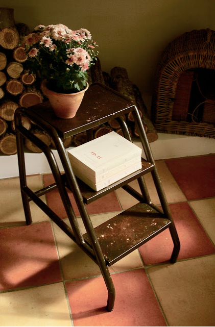 Metal ladder 3 steps industrial vintage