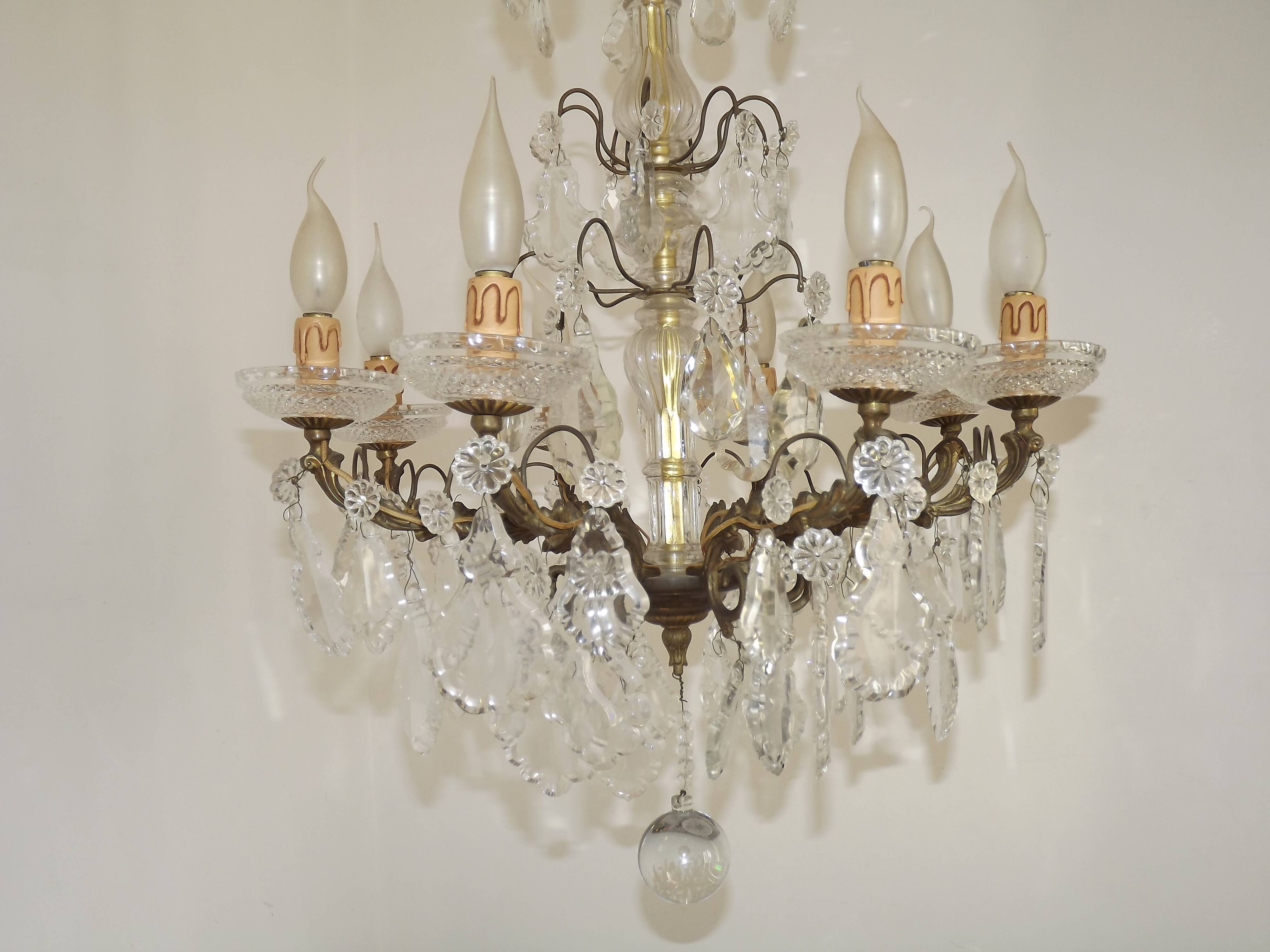 Lustre Rococo 8 lights in glass and antique bronze crystal 5199