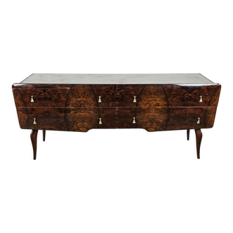 Commode du milieu du siècle avec verre et tiroirs