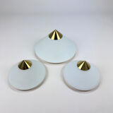 Hollywood Regency Brass and Opaline Glass Ceiling/Wall lamp by Glashutte Limburg, 1970s