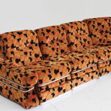 Vintage Italian Modular Sofa orange velvet 1970s