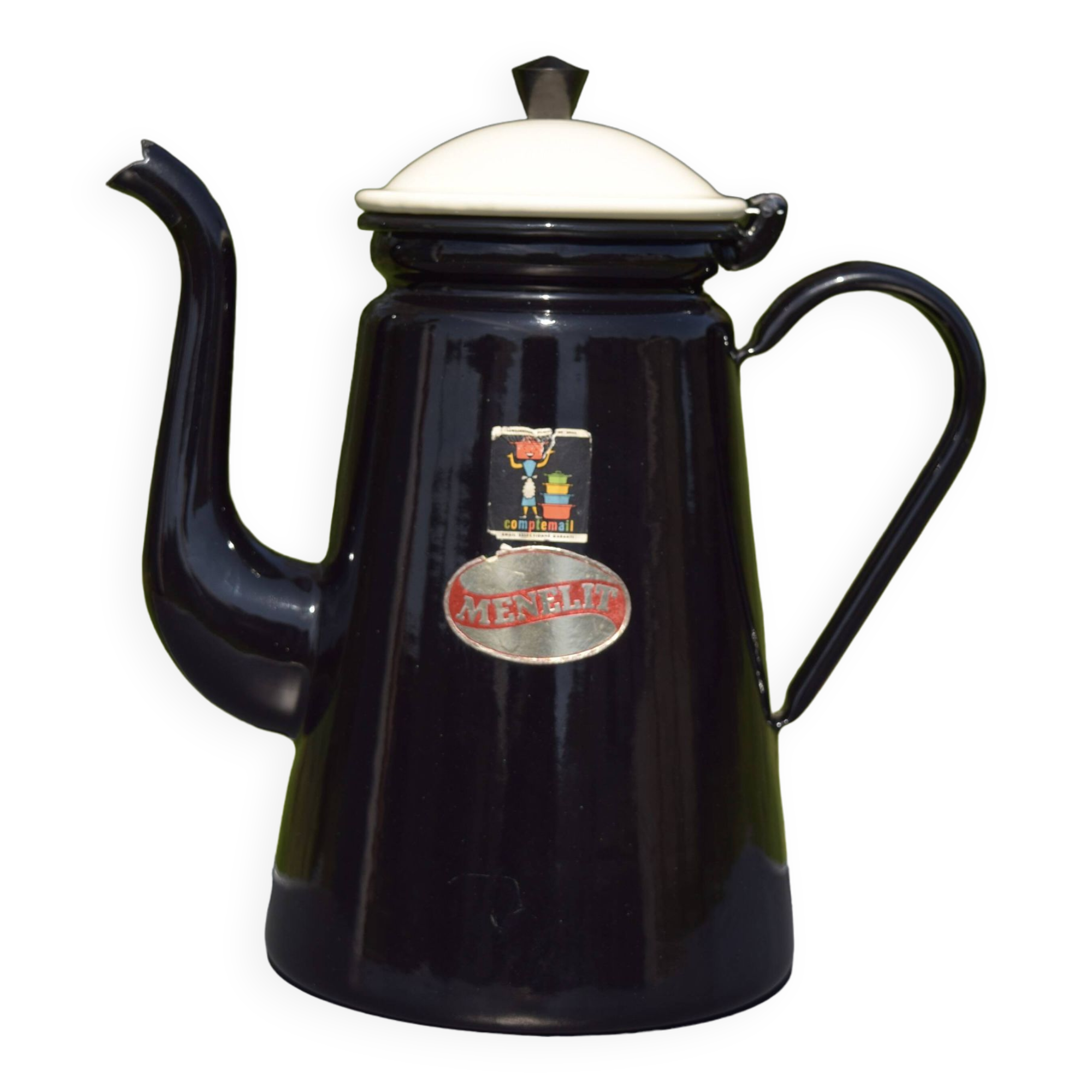 Old Menelit black enameled sheet metal coffee maker -1970