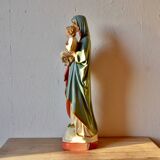 Ancient plaster statue of the Virgin and Child Jesus - hand painted - 54 cm - 1936