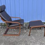 Ikea Vintage "Poang" Leather Relaxation Lounge Chair Brown