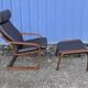 Ikea Vintage "Poang" Leather Relaxation Lounge Chair Brown