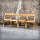 Set of 4 folding chairs in beech and caning by Habitat, 1980s.