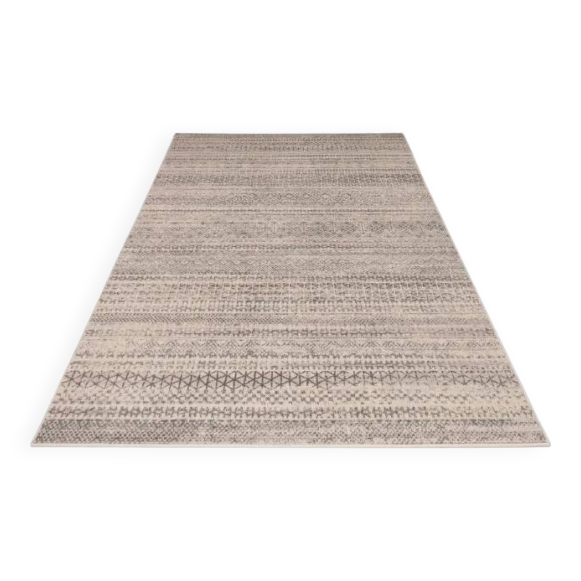 Beige wool ethnic rug