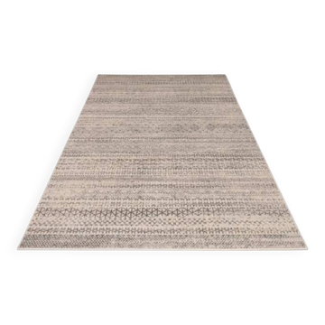 Beige wool ethnic rug