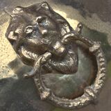 Vintage round flower pot copper brass planter lion feet