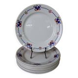 9 Assiettes plate anciennes VF Paris 'pommettes'