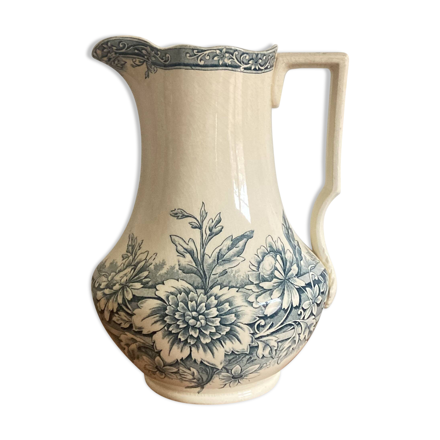 Toilet pitcher pitcher vase iron earth Gien model Saint Germain vintage old decoration