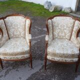 Pair of Louis XVI style armchairs with ears