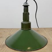 Industrial Green Enamel Military Pendant Lamp with Cast Aluminium Top, 1960