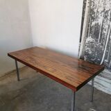 Coffee table from the 70s, chrome and rosewood
