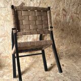Vintage armchair with woven cord and wooden frame, Axel Larsson, circa 1960.