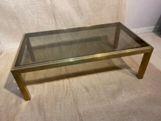 Brass coffee table and smoked glass