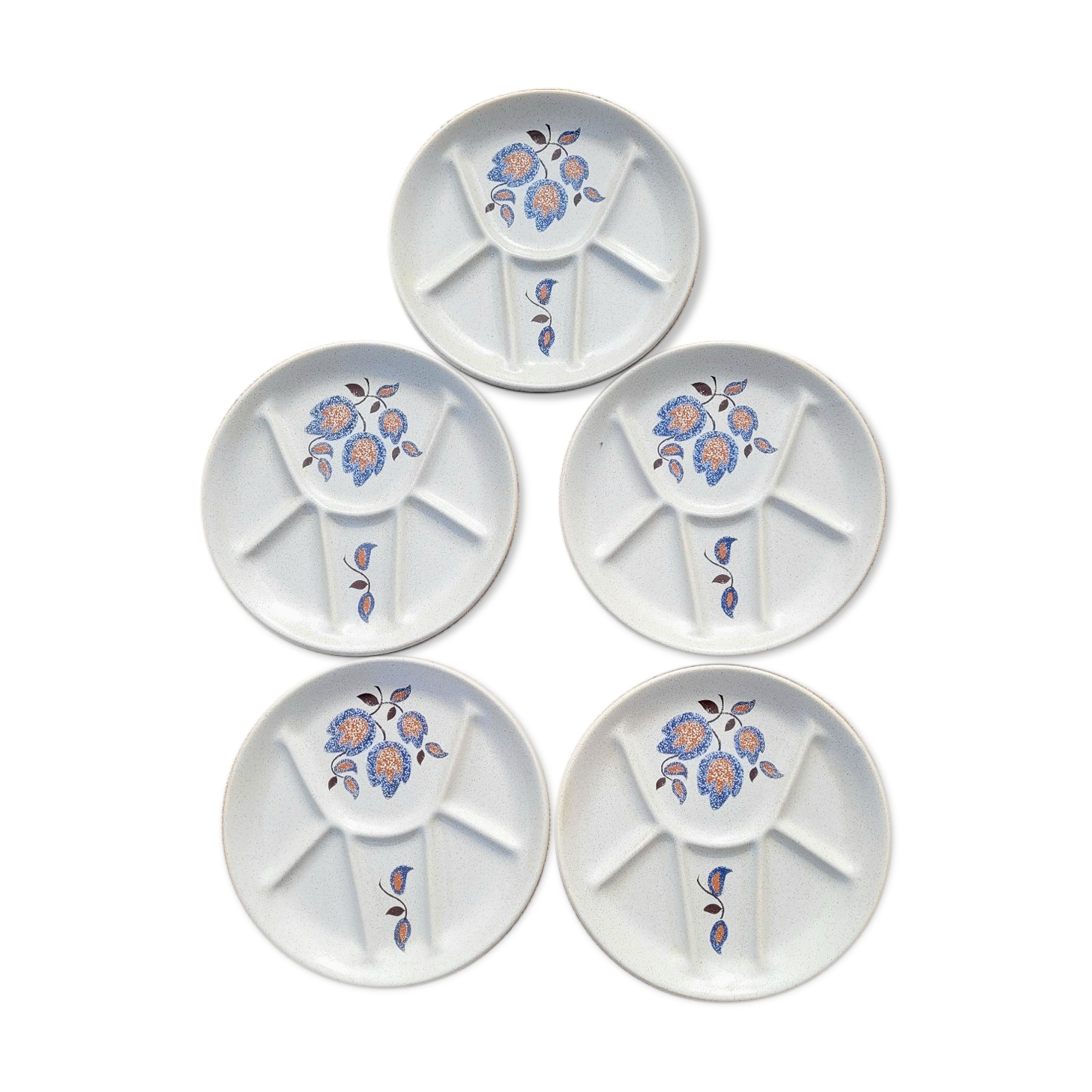 Plate set of 5 St Amand vintage Sologne model