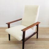 Scandinavian armchair with Lelièvre ecru buckle fabric