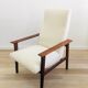 Scandinavian armchair with Lelièvre ecru buckle fabric