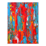 Abstract Red, Orange and Blue original painting on stretched canvas