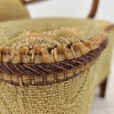 1960s, Danish armchair, light green furniture velour, beech wood.