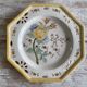 Antique plate with hand-painted floral decoration - 29 cm - yellow