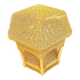 Vintage hexagonal rattan side table with original label, 1980.