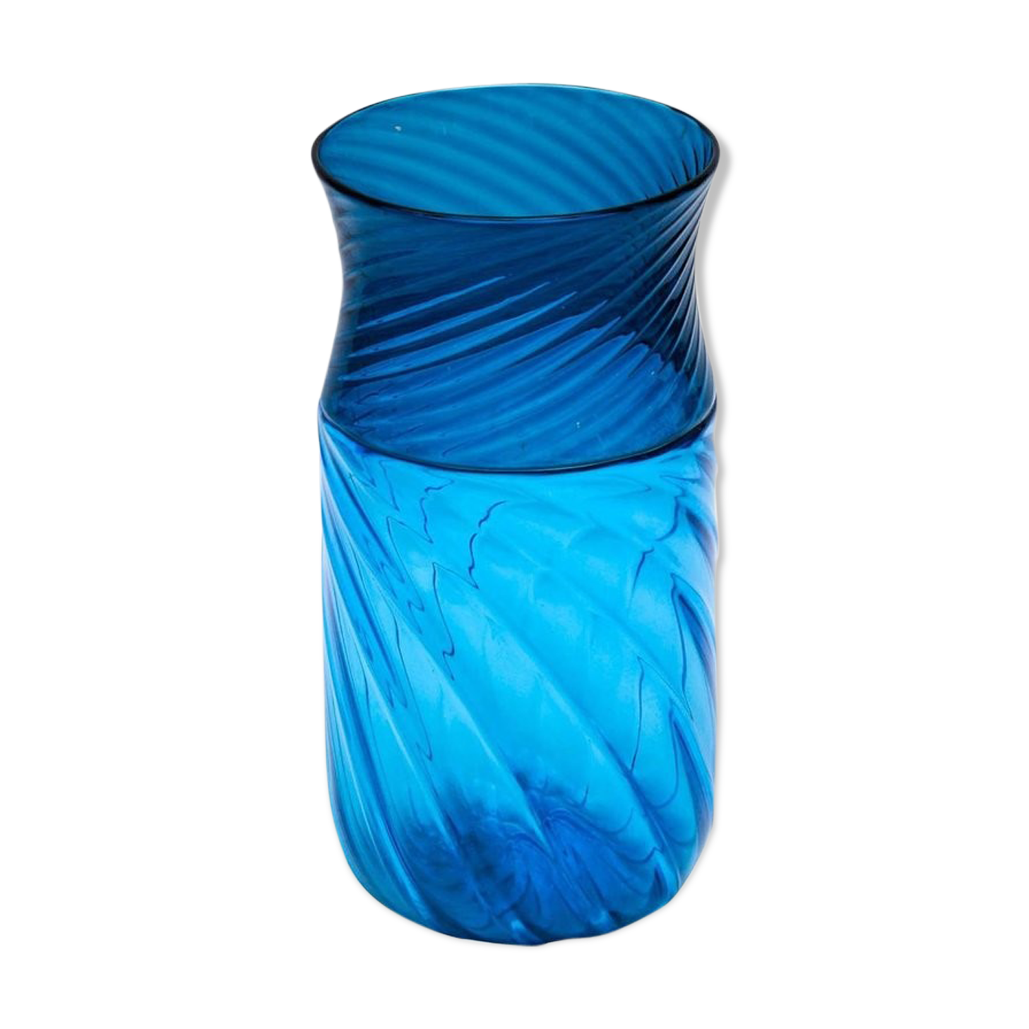 "Venini" signed blue Murano glass vase
