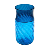 Vase en verre de Murano bleu signé "Venini"