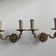 Pair of antique wall lamps in gilded metal - two lights - early XXth