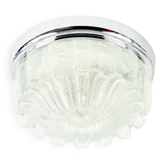 Large Mid Century Flower Shaped Glass Ceiling Light From Limburg, 1970s