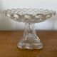 Antique pair of crystal cup drageoirs with tripod fish foot, 19th century vintage