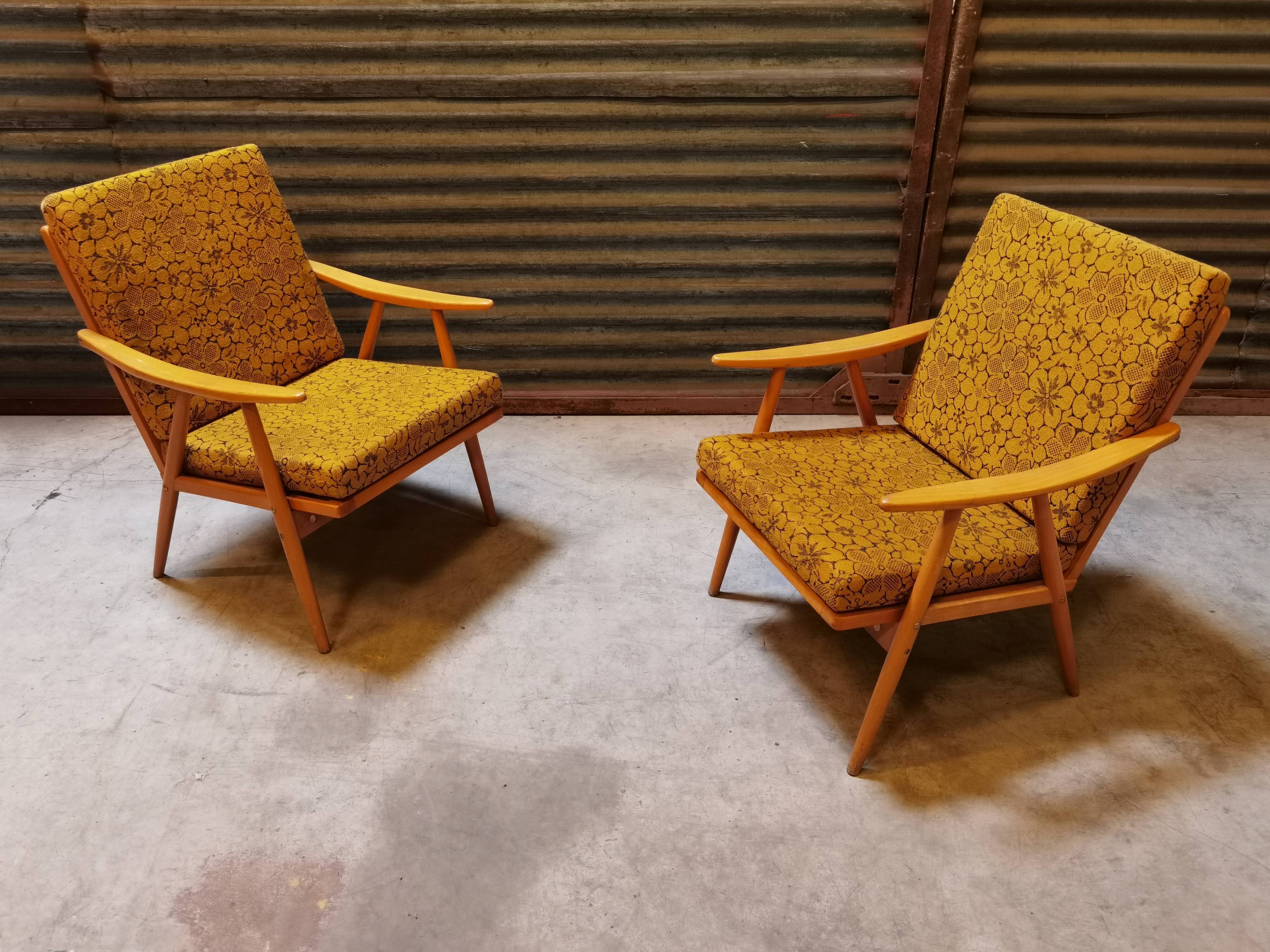 Pair of armchairs Ton Bystřice model Boomerang by Antonin Suman 1960