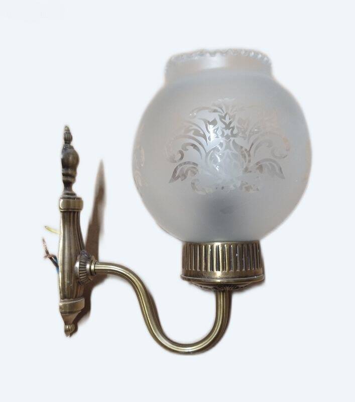 Vintage ball wall light - mid century style - bronze and frosted glass - excellent condition