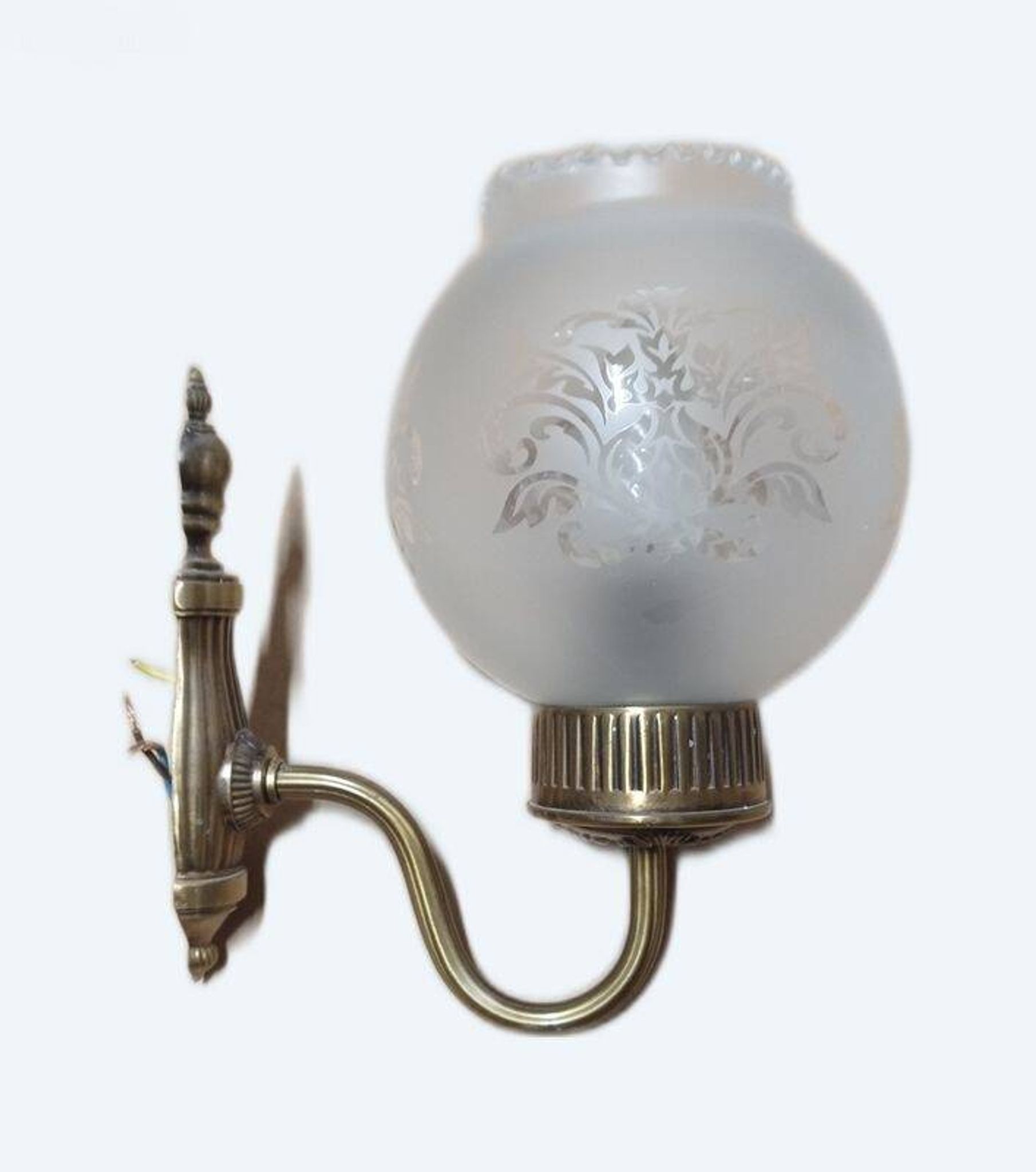 Vintage ball wall light - mid century style - bronze and frosted glass - excellent condition