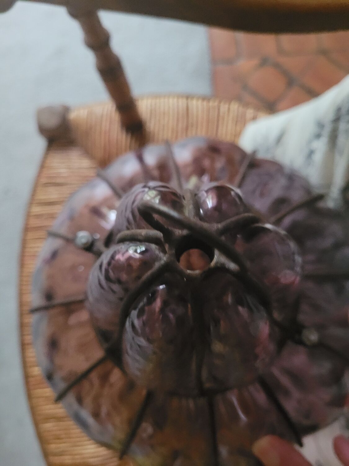 Blown glass ball chandelier