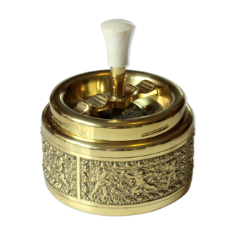 Brass ashtray roulette, the original Schleuderascher, vintage from the 1960s