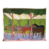 Horses in the forest, signed Annie Proszynska (1924-2008)