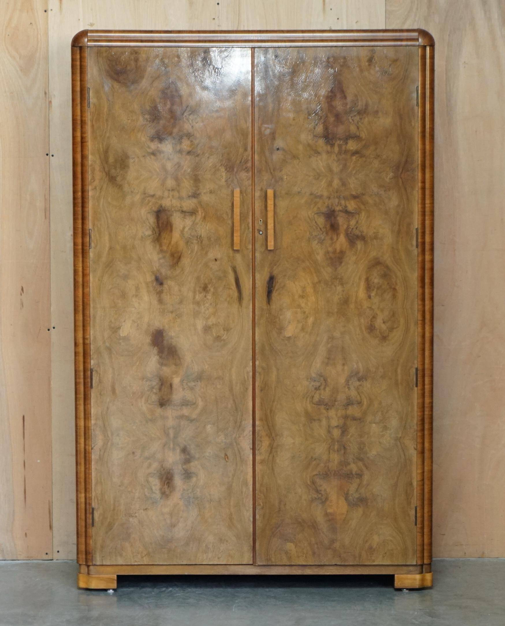Double Art Deco wardrobe in satin walnut circa 1930