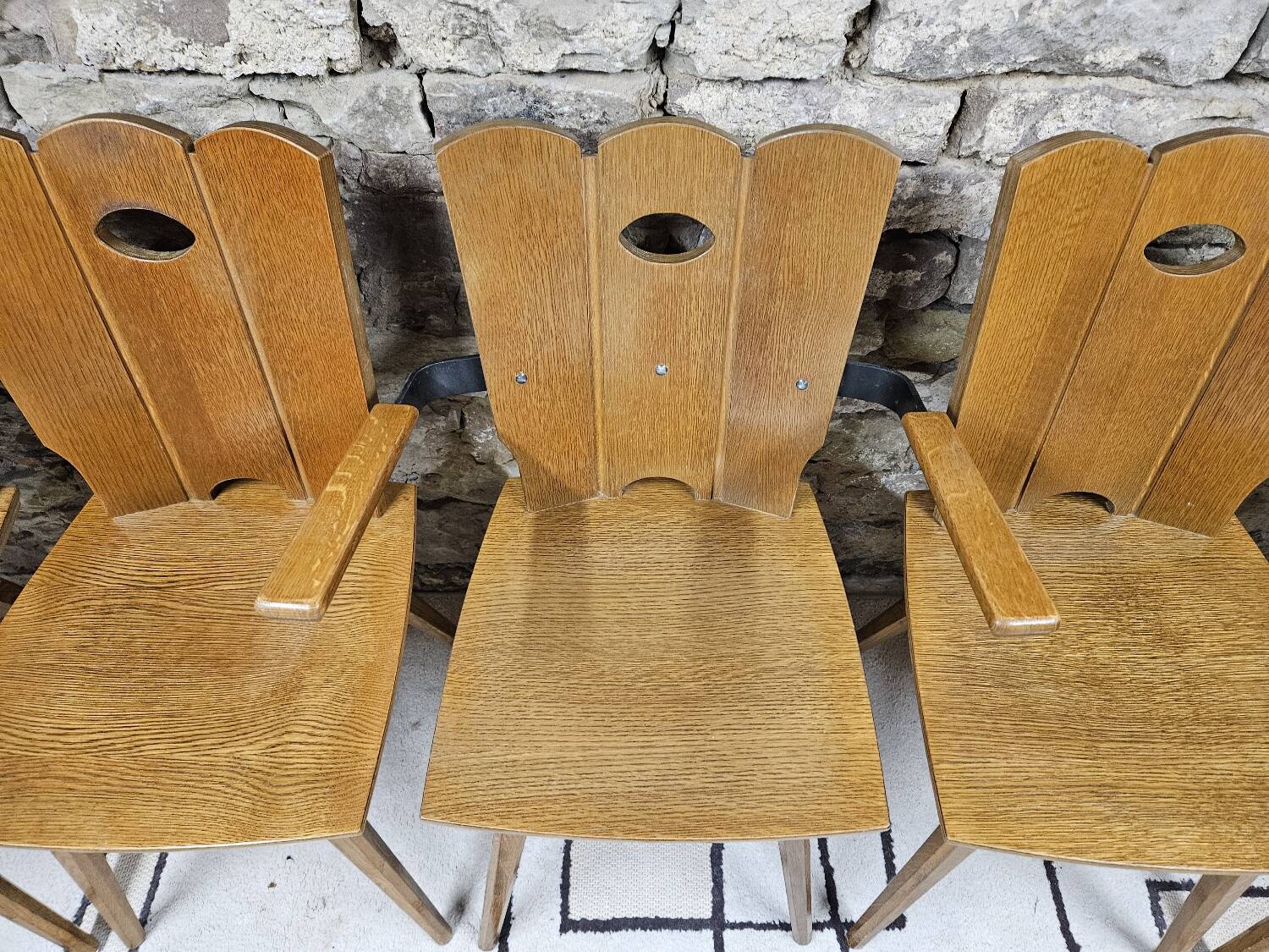 Set of 4 vintage chairs and armchair 1970"