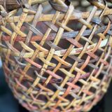 Large vintage Japanese old handmade wicker basket Ajiro weaving