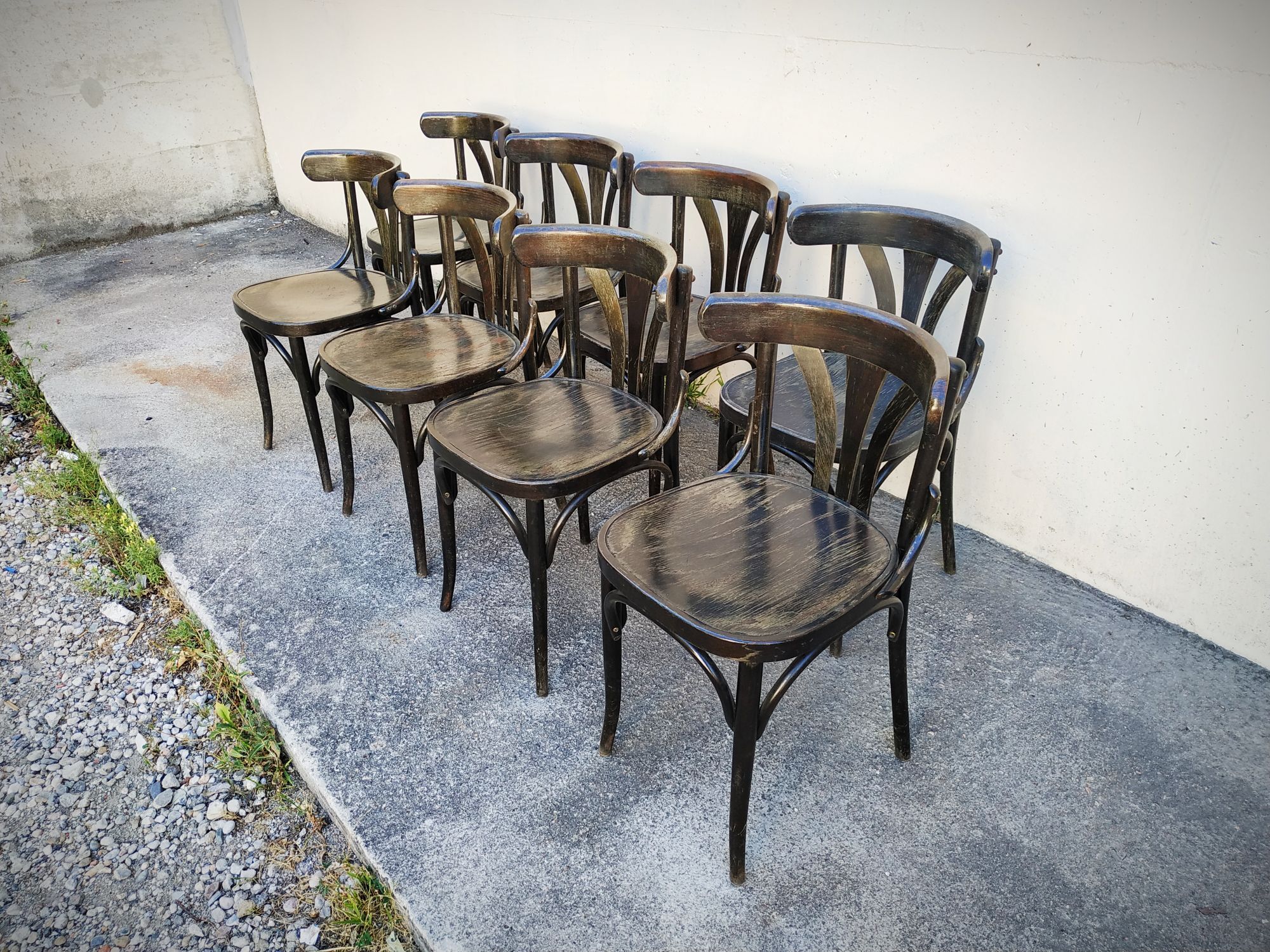 Series of eight bistro chairs