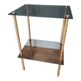 Smoked glass side table or pedestal table from the 70s