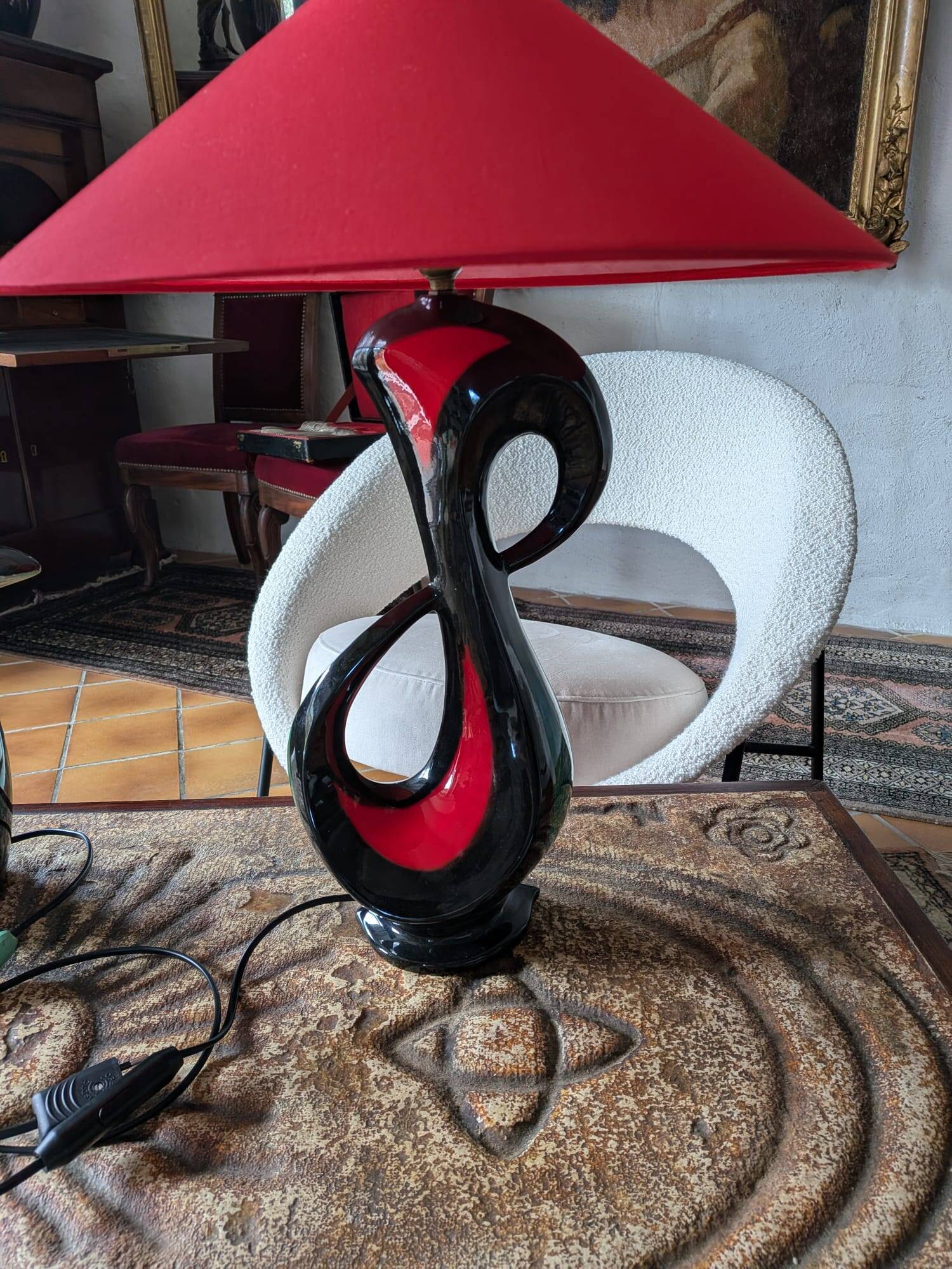 Large modernist lamp "Jamet Paris" in vintage ceramic